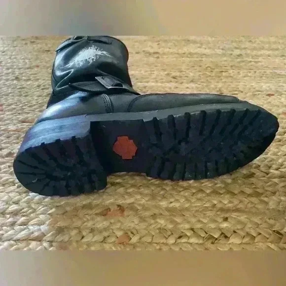 Harley Davidson Leather Embroidered Moto Boots Men’s US 9.5 EUR 42.5 - Picture 4 of 10